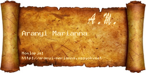 Aranyi Marianna névjegykártya